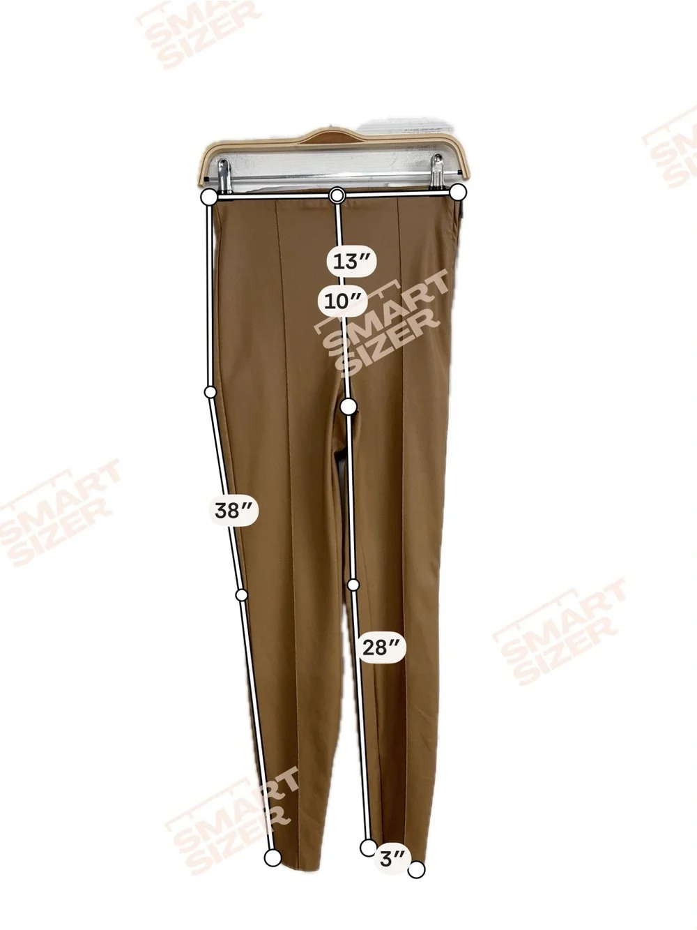 ZARA Camel Faux Leather Leggings Pants Mid Waist Slim Stretch Women Small Size S - Picture 7 of 9
